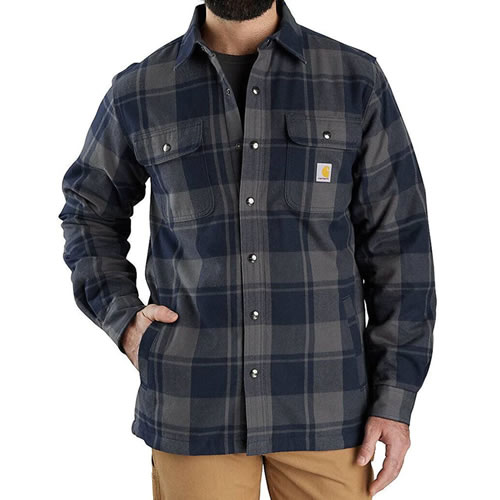 Carhartt Men s Relaxed Fit Sherpa Lined Shirt Jacket Navy
