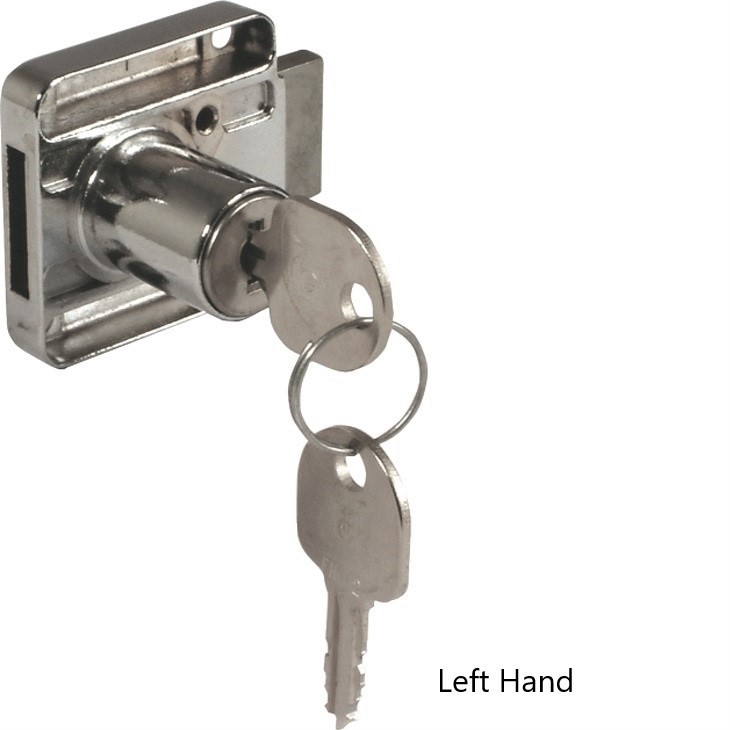 Häfele Rim Lock with � 18mm Cylinder Left Hand Version Key change FH1 matt nickel 